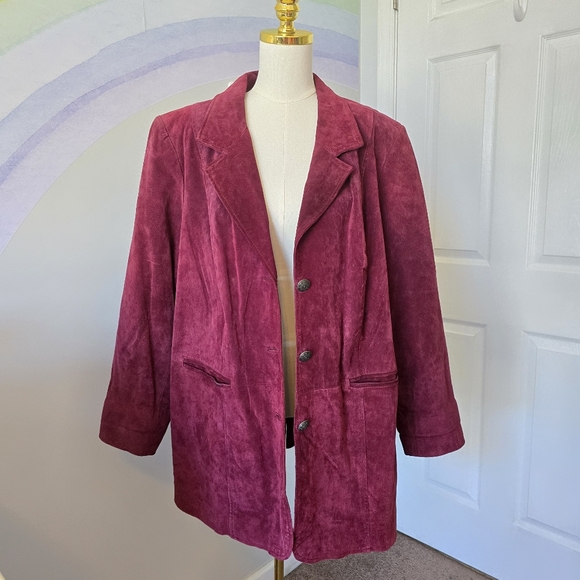Denim & Co | 2X | Wine Washable Suede Button Front Jacket with Pockets - Picture 2 of 9